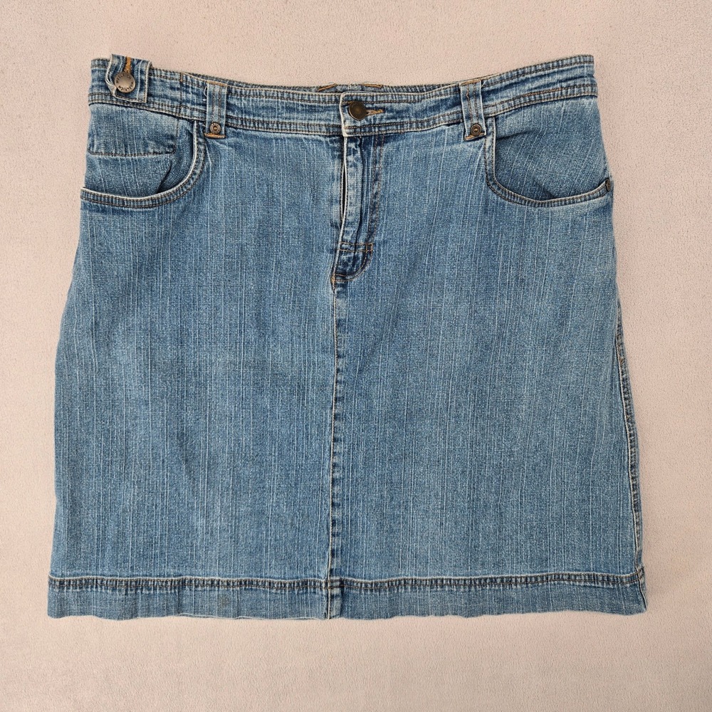 Woolrich Denim Mini Skirt Womens 14 Light Wash Jean Skirt Y2K Casual Vintage
